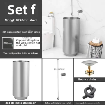 304 สแตนเลสสตีลรอบคอลัมน์อ่างล้างหน้าแบบบูรณาการชั้นยืนสวนกลางแจ้งอ่างล้างหน้า Luxury Bar โรงแรมห้องน้ําอ่างล้างจาน w 8