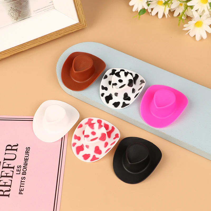 10Pcs/set Fashion Pink White Brown Mini Cowboy Doll Hat For Girls Dolls Dollhouse Doll Dress Up Accessories Children Toys Gifts