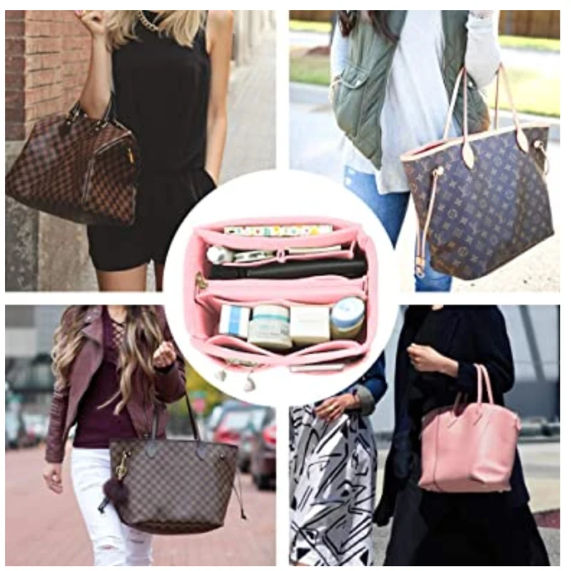 Bag and Purse Organizer with middle compartments in Blush Pink for Louis  Vuitton Neverfull