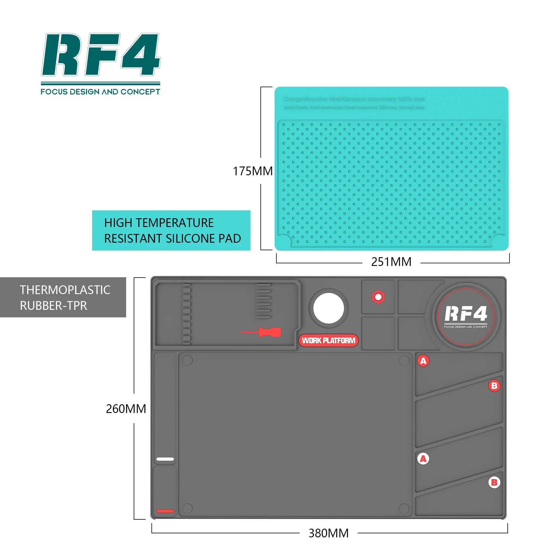 RF4 RF-PO2 다기능 현미경 유지보수 매트 범용 내열 휴대폰 수리 플랫폼 납땜 실리콘 매트