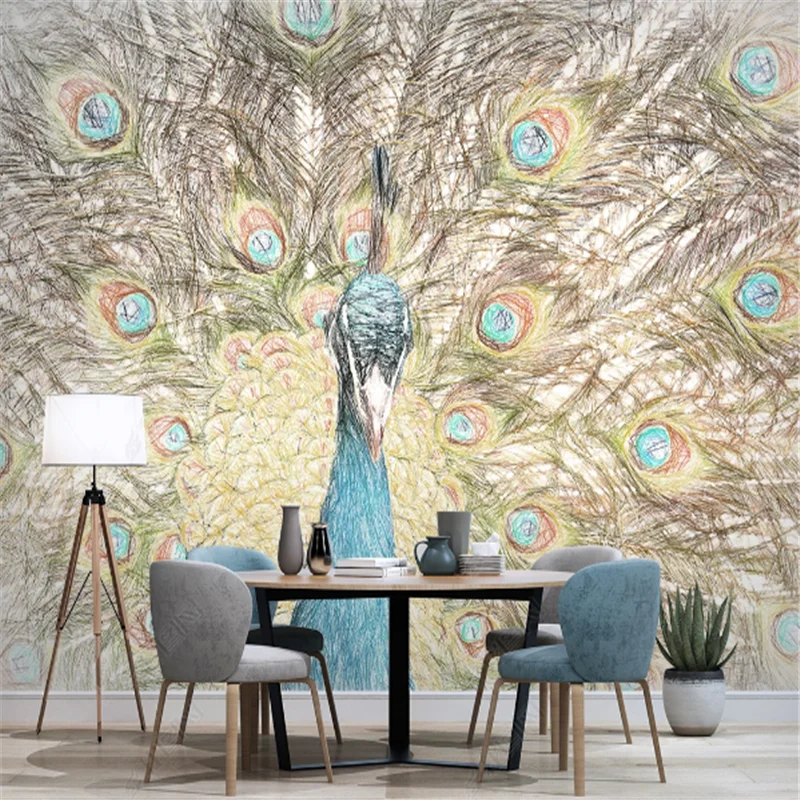 

Modern Wallpaper 3D For Living Room Peacock TV Background Wall Papers Home Decor Bedroom Wallpapers Mural papel de parede 3d