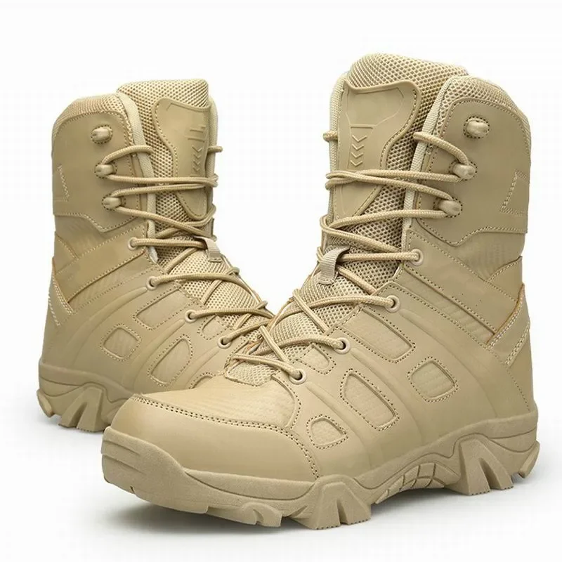 Men Tactical Boots Winter Leather Waterproof Desert Combat Work Shoes Mens Ankle Boot Man Plus Size outdoor boots men leather boots