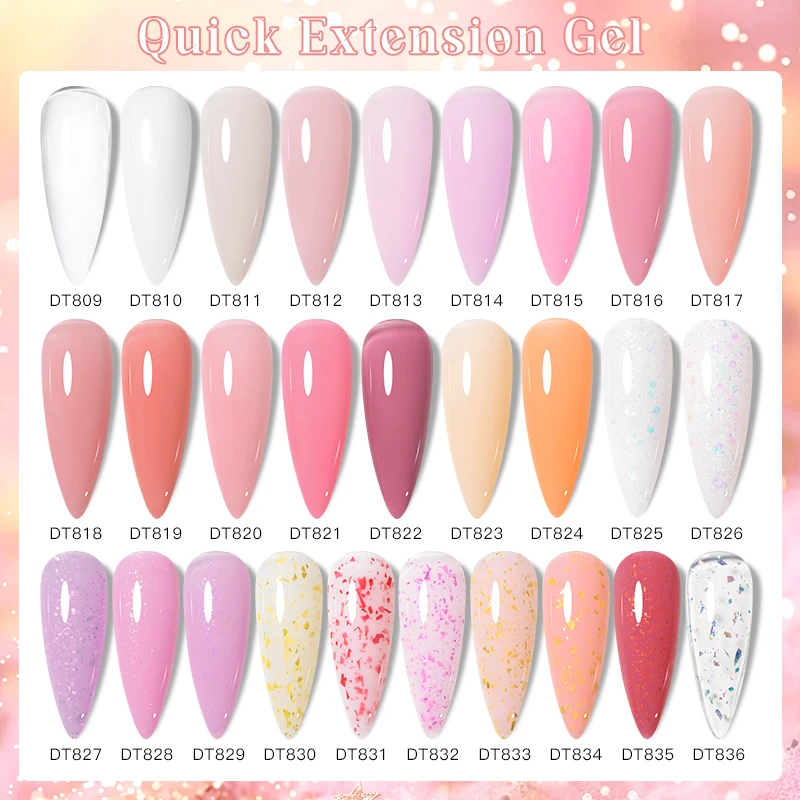 MEET ACROSS 7ML Milky White Quick Extension Gel Nail Polish Nails Gold Foils Effect Semi-permanent nail polish UV Gel Nail Art 6