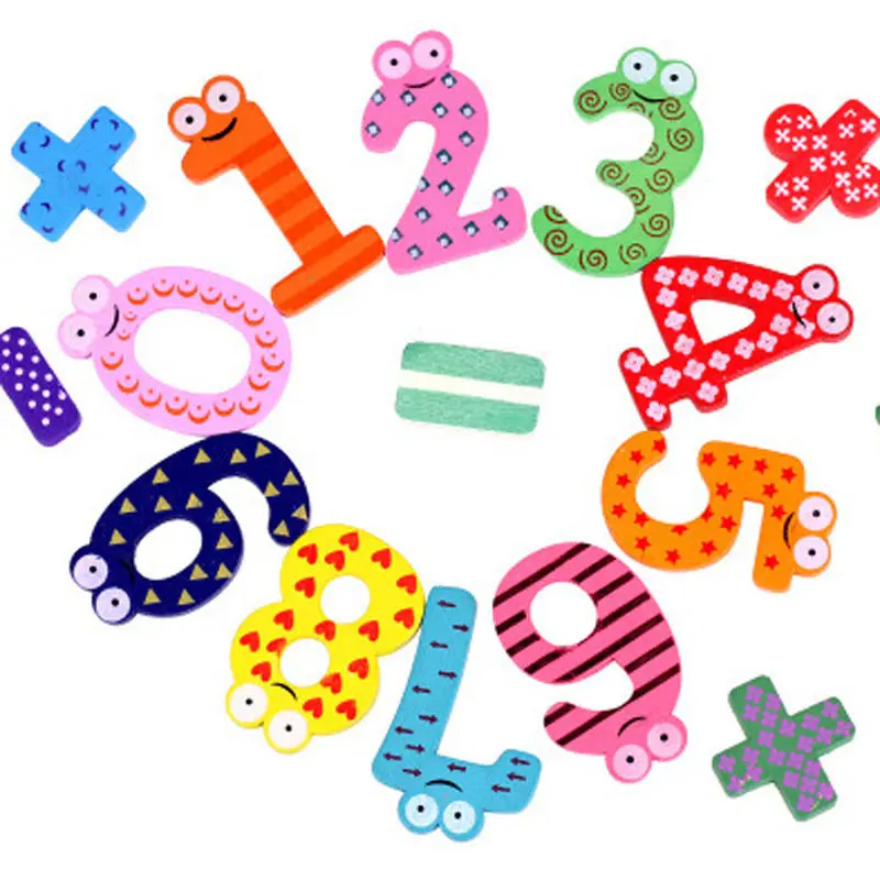 Wooden Magnetic Number Fridge Magnet Math Educational Mathematics Puzzle Toy 