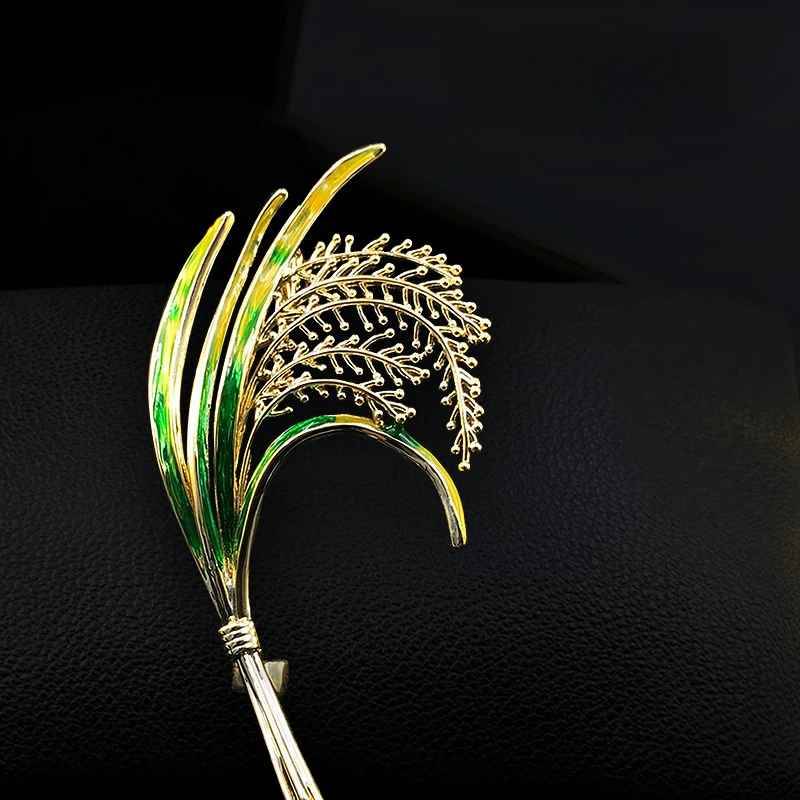 Exquisite a Bunch of Rice Blossoms Flower Brooch High-End Men Women Suit Neckline Enamel Pin Clothes Corsage Jewelry Badge 1723