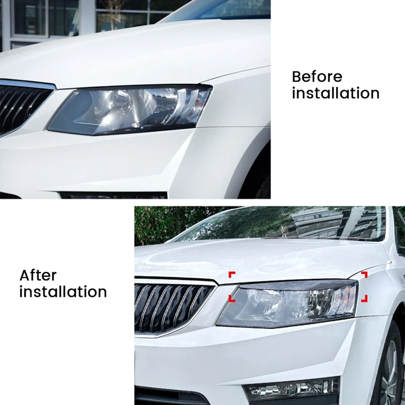 Car Front Headlight Cover Head Light Lamp Eyelid Eyebrow Trim ABS For Skoda Octavia MK3 2015-