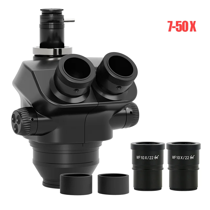 Kailiwei Trinocular Head 7-50 3.5-200X Simul Focal Continuous Zoom Stereo Microscope WF10X/22mm Eyepiece For Phone PCB Soldering 3