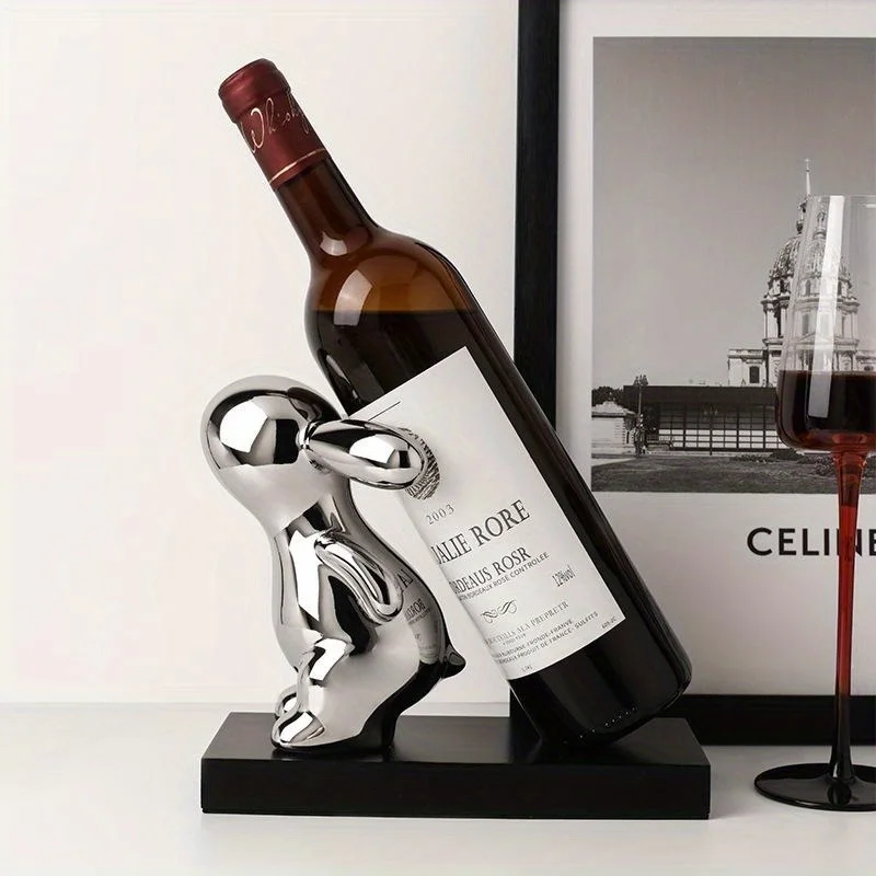 Creative Rabbit Wine Rack for Desktop Wine Holder Home Desk Decor Wine Bottle Storage Organizer Ceramic Wine Cabinet Decoration