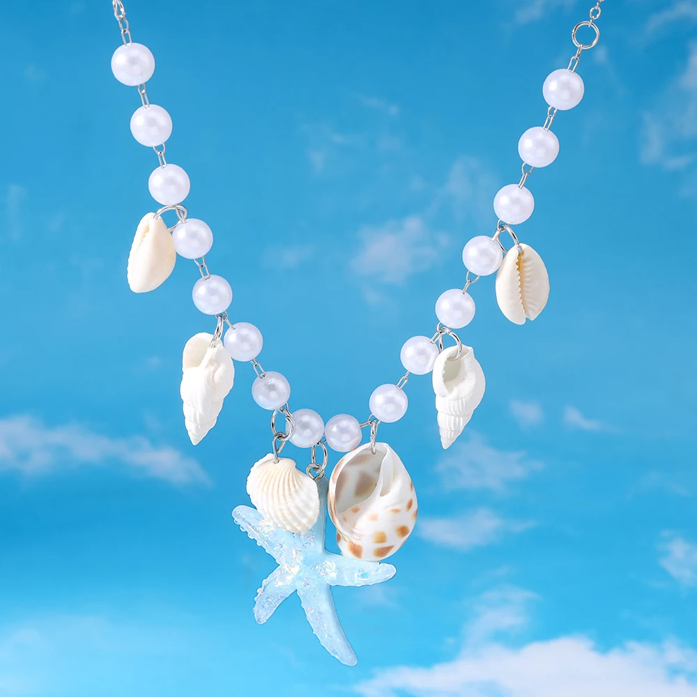 Aihua Neue Mode Perlen Seestern Muschel Shell Halsketten Choker Aussage Halsketten Für Frauen Mädchen Sommer Strand Schmuck Geschenke – Detail 3