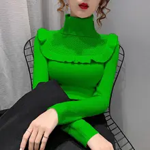 

Autumn Winter Women's Knitwear Lapel Wooden Ear Slim-Fit Jumper Women