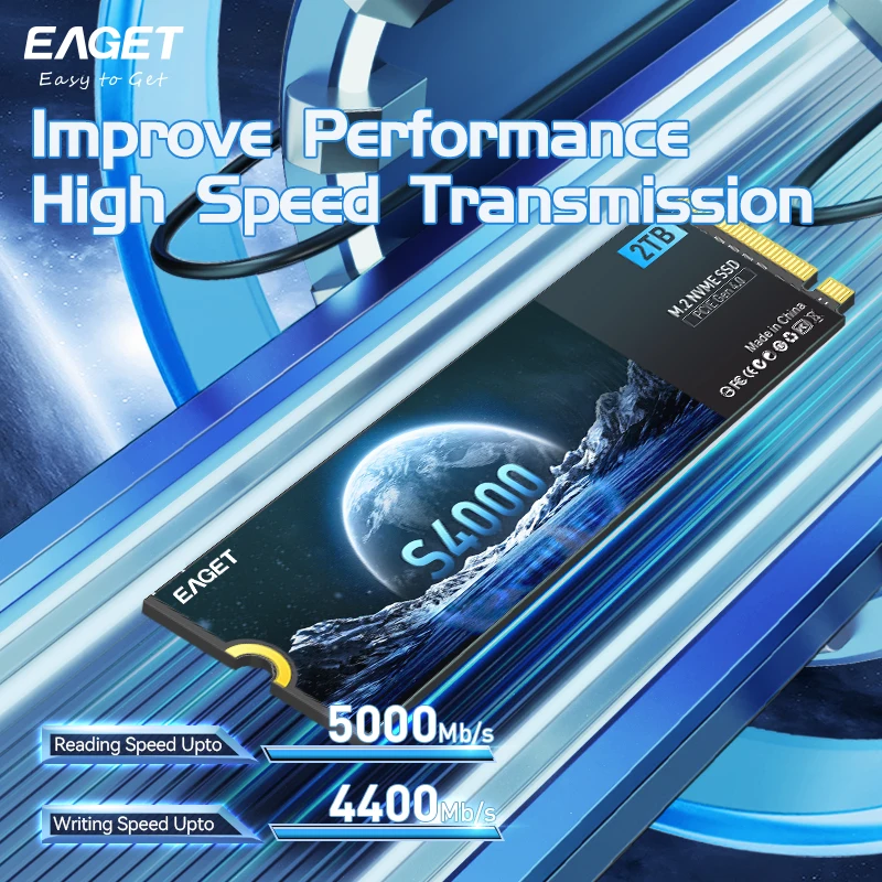 EAGET S4000 SSD NVMe M.2 PCIe 4.0x4 NVMe  SSD, 1TB SSD, 2TB  ָ Ʈ ϵ ũ, M2 2280 ̺, PS5 Ʈ PC