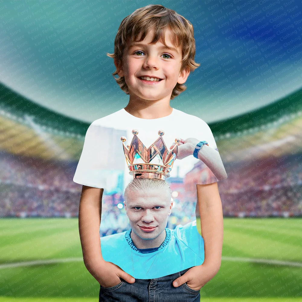 Classic Norwegian Haaland 3D Printed Pattern Kids Adult Men's Sports Shirt T-shirt Summer Football Fan Fashionable High-Quality 2