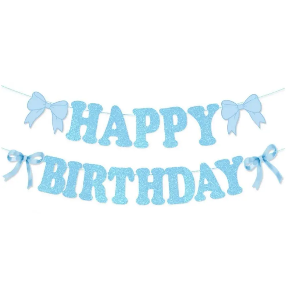 Schleifen-Thema Happy Birthday Banner Papier-Szenerie Dekoration Hängende Girlande Rosa Schwarz Blau Spiralförmiges Schleifenmuster Ballons – Detail 7