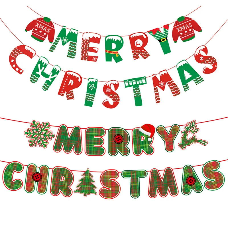 

Merry Christmas Banner Merry Christmas Bunting Sign New Years Holidays Party Decoration for Home Office Party Fireplace Mantel