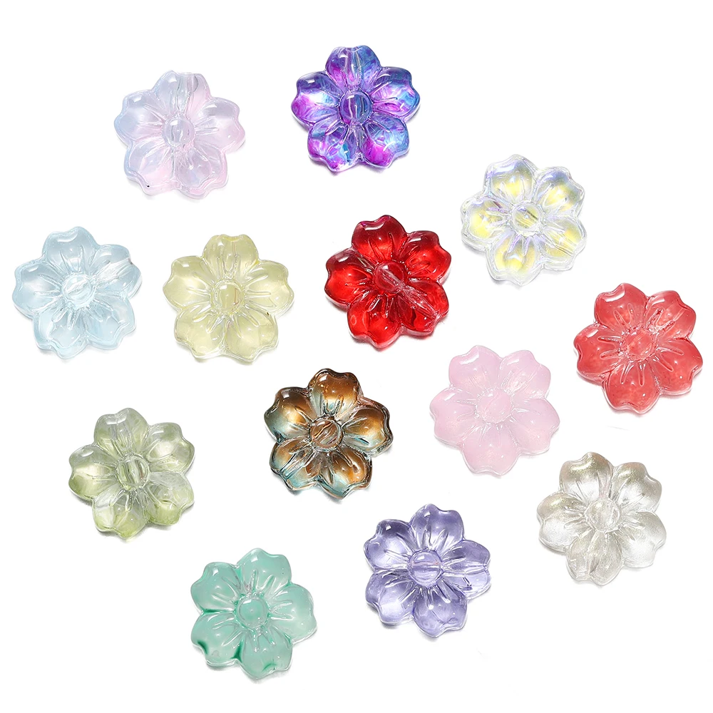 80 ciondoli a forma di fiore in acrilico a cinque petali, 22 mm, viola, in resina, perline in acrilico, per la creazione di gioielli e braccialetti
