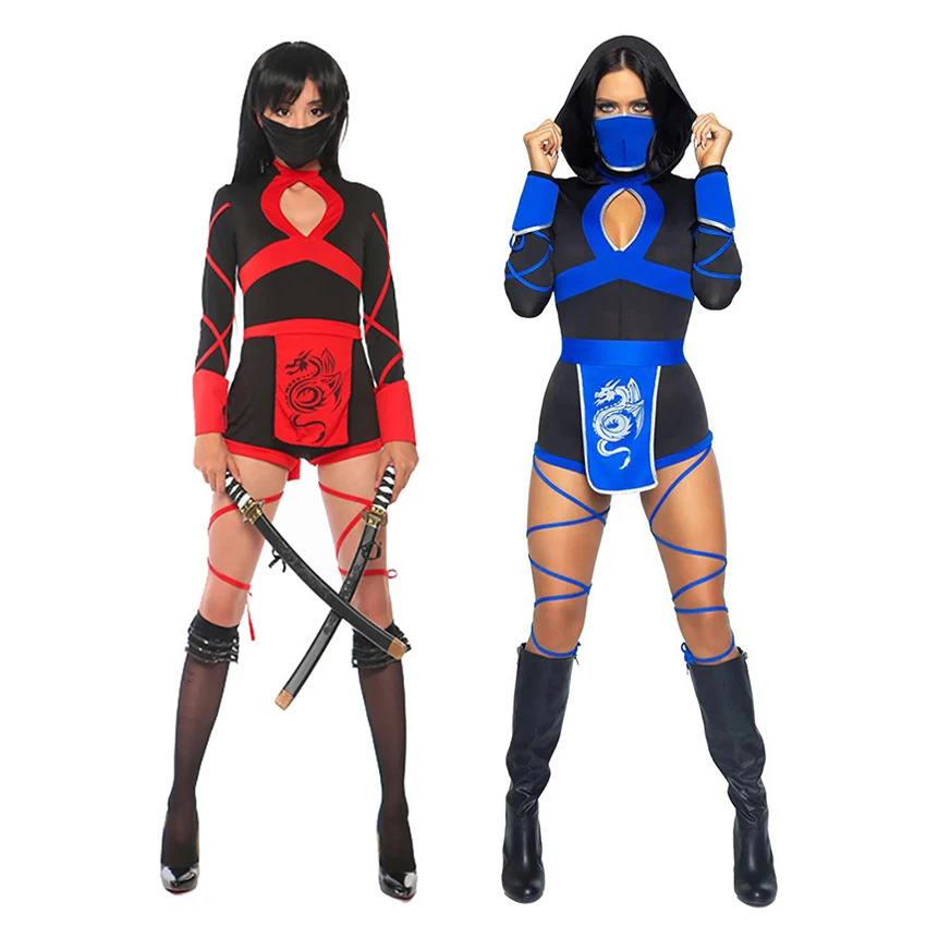 

Sexy Dragon Ninja Costume for Women Disguise Adult Cosplay Anime Halloween Costume Japanese Ninja Samurai Kendo Superhero Dress