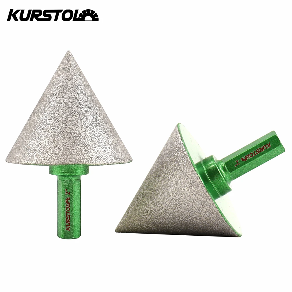 KURSTOL Diamond Beveling Chamfer Bits Tile Milling 1/2pcs Dia 35/50mm Marble Granite Ceramic Trimming HEX Thread Finger Bits