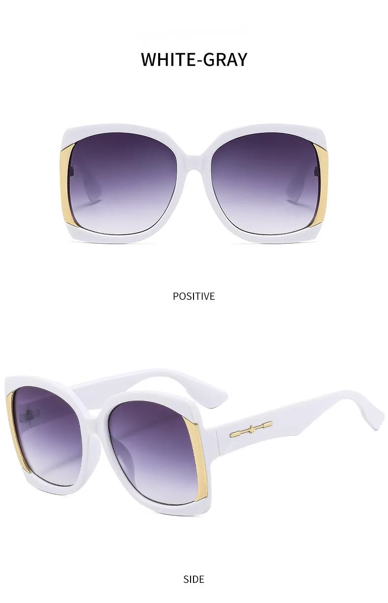 New Large Frame Square Trendy Sunglasses, Versatile Street Photos, Modern Sunglasses, Trendy Colorful Glasses_voghion.com