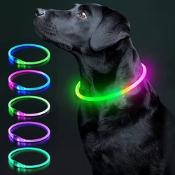 Led Luminous Dog Collar Light Rechargeable Dog Necklace, Fashion Flashing DIY Glowing Safety Collar for Dogs Nighttime Walking