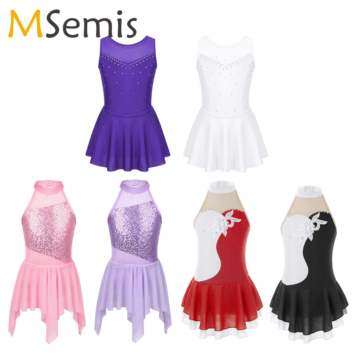 

Sequins Girls Leotard Balett Dress for Child Sleeveless Cutout Back Ballerina Dress Modern Contemporary Ballroom Lyrical Dance