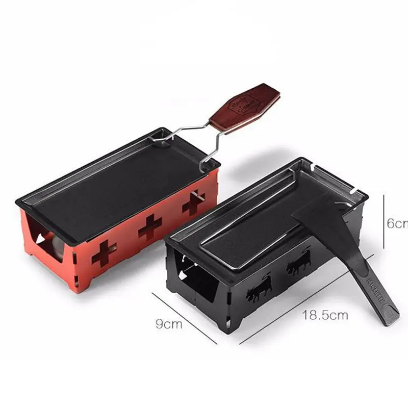 Non-stick Cheese Fondue Set, Wooden Handle, Steel Handle,Baking Pan,Plastic Spatula, Stove, Candle Heating, Cheese Tray, Egg Pan