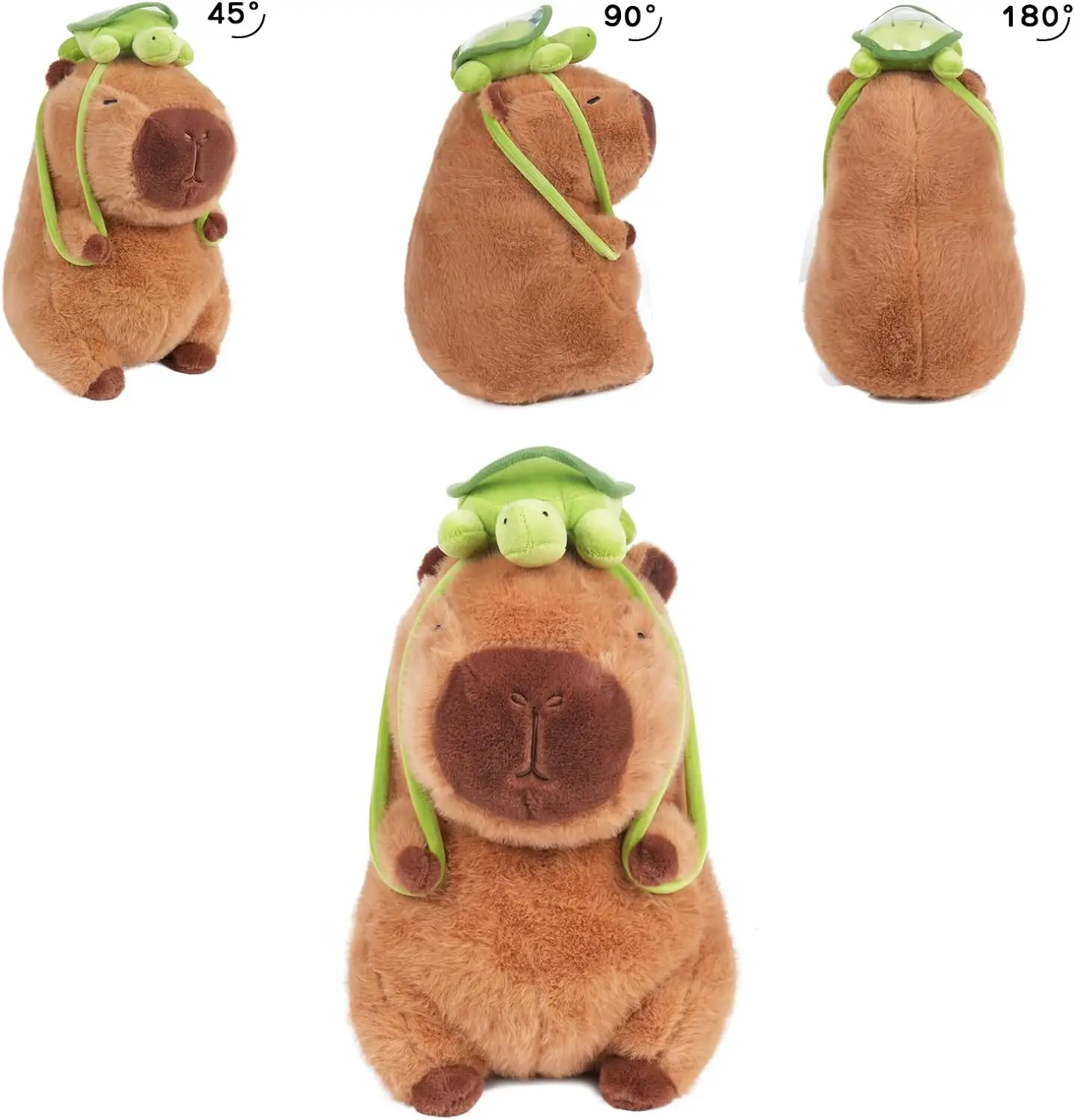 Capybara Stuffed Toys Pet Cute Capybara Plush with Turtle Backpack Kawaii Capibara Stuffed Animals Toys Keychain Bag Charms Gifts for Kids 4.8"
