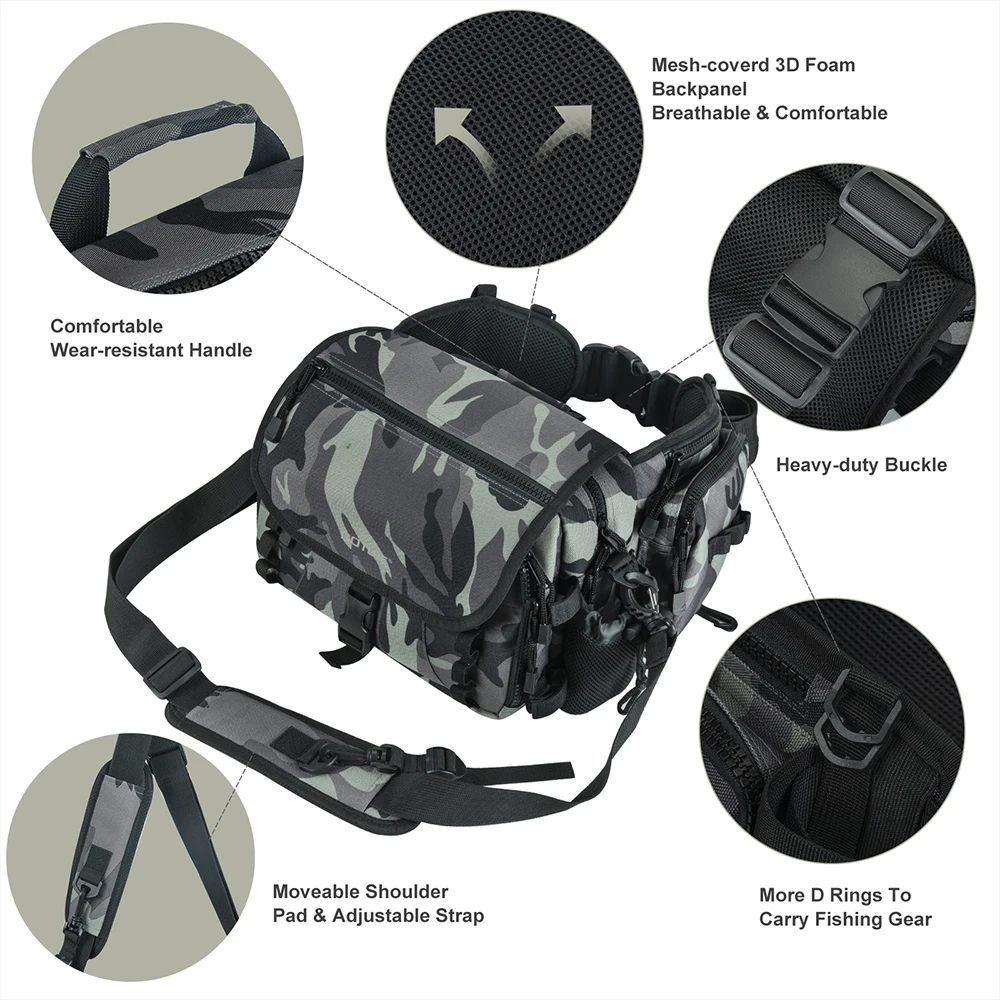 Goture Portable Multifunctional Canvas Fishing Shoulder Bag Pack Fishing  Tackle Bags Fishing Lure Reel Backpack Pouch Case