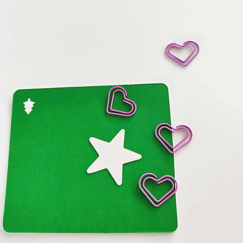 20Pcs 하트 모양의 종이 클립 금속 바인더 클립 문서 메모 정렬 스크랩북을위한 장식 사무실 문구류