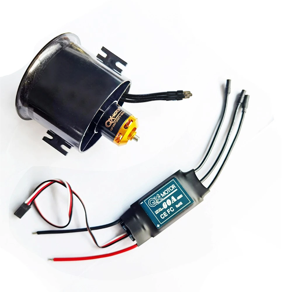 70mm 덕트 팬 EDF 1800KV 2600KV 모터 4s 6s 절전 버전 60A 80A esc, RC 비행기용