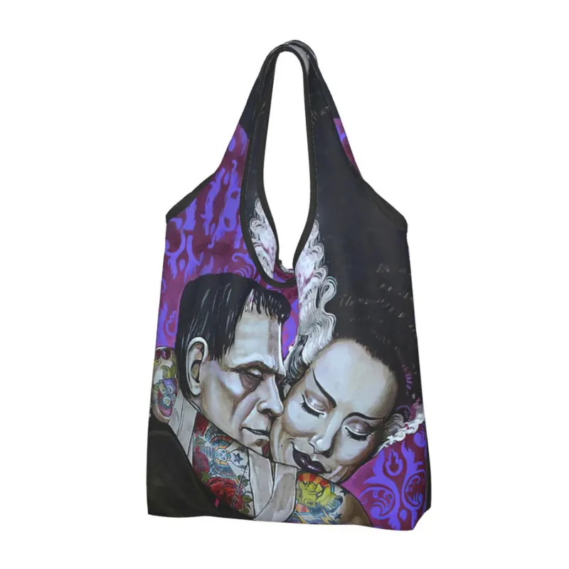 Bride Of Frankenstein Grocery Tote Shopping Cute Science Fiction Horror Film Shoulder Shopper Bags Big Capacity Handbags