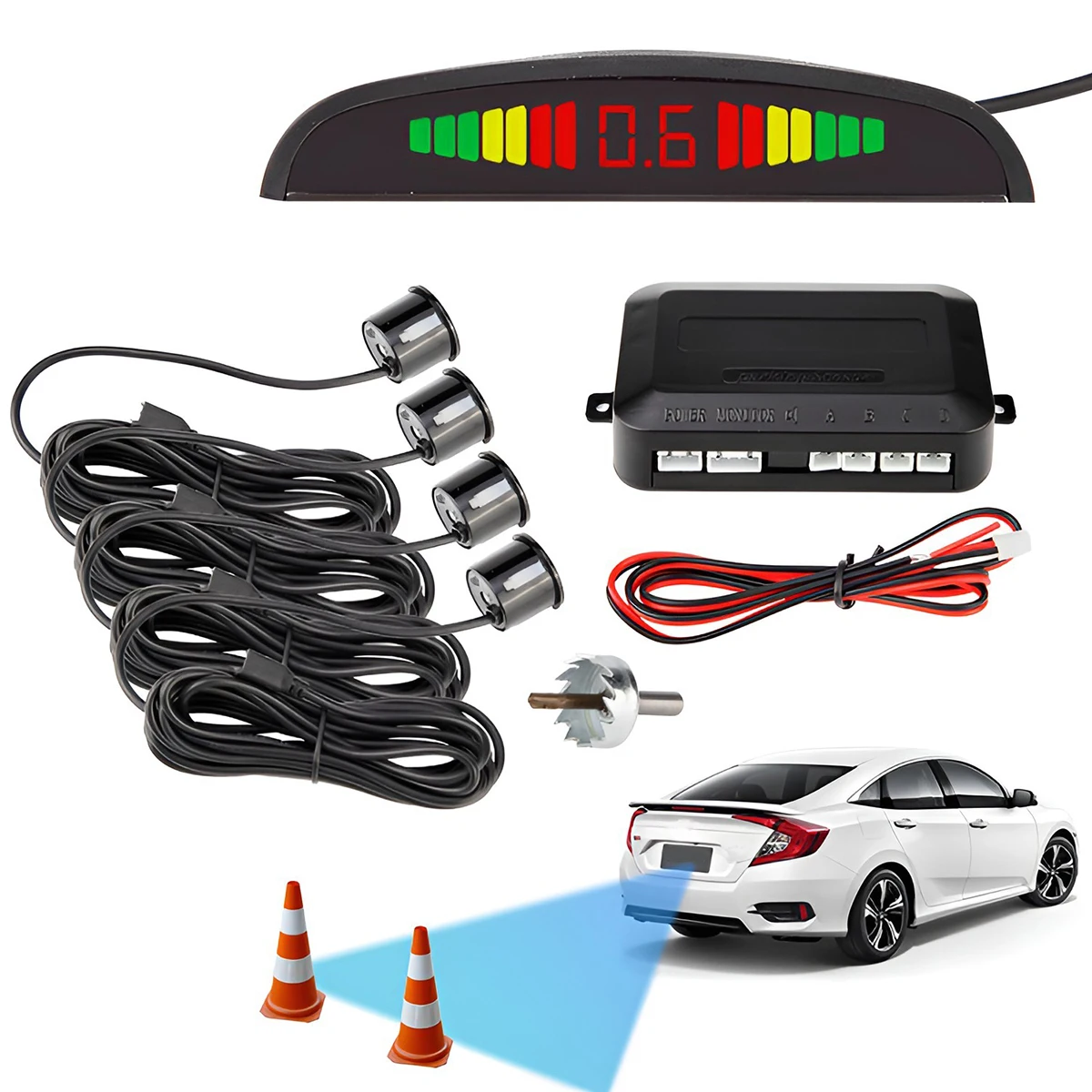 

new Parking Sensor Kit Reverse Radar System Reusable Auto Car Parking Radar Monitor Detector System Portable Durable 12V Car LED
