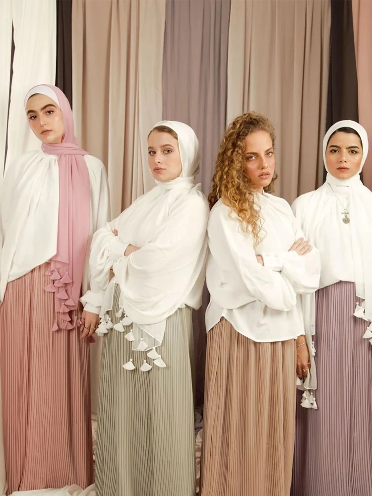 Muslim Headwear Head Scarf Hijab Headscarf Shawl Scarf Designer Solid Color Bubble Chiffon Hijab Scarf Women Long Soft Wrap Scarf Shawl