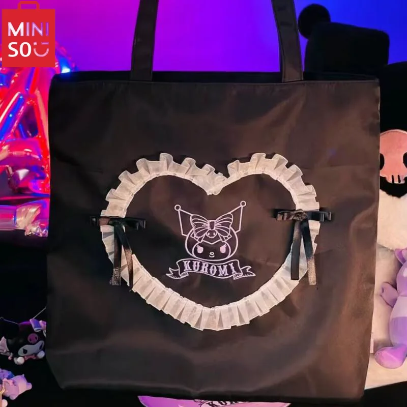 

В наличии Miniso Sanrio серия Kuromi кружевная сумка для покупок крутая Милая нейлоновая модная Диабло подарок