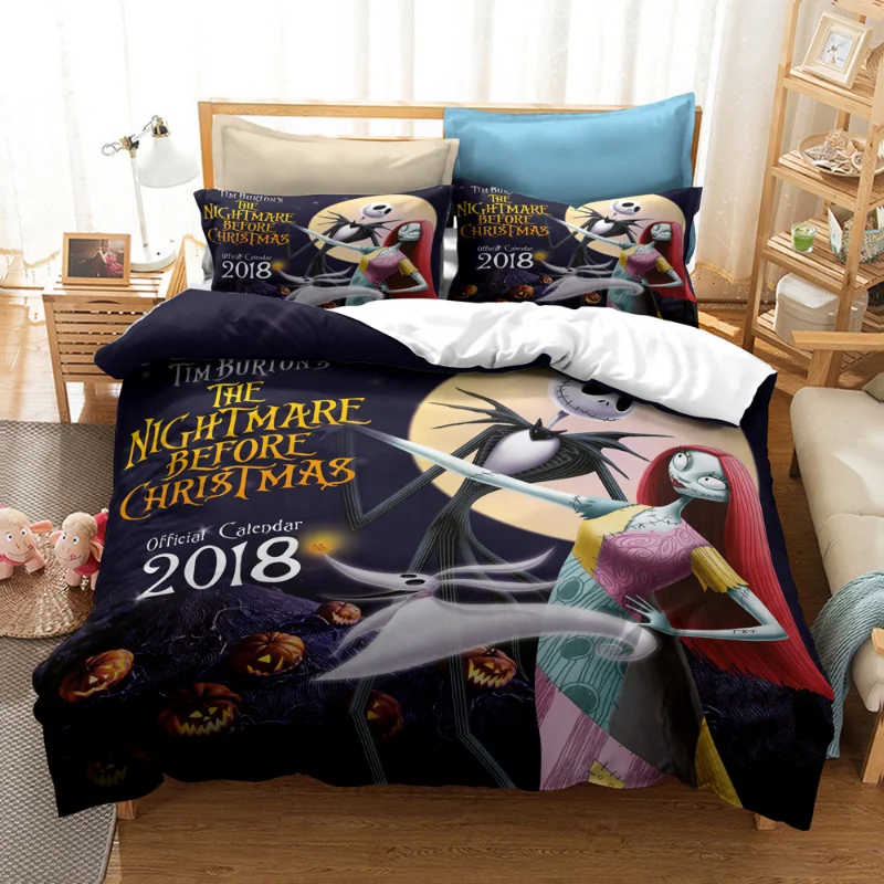 thumbnail image 1 of Juego de ropa de cama pesadilla antes de Navidad, decoración del Día de San Valentín, funda nórdica suave, Jack y Sally, funda de cama de dibujos animados, King Twin, 1 of 5