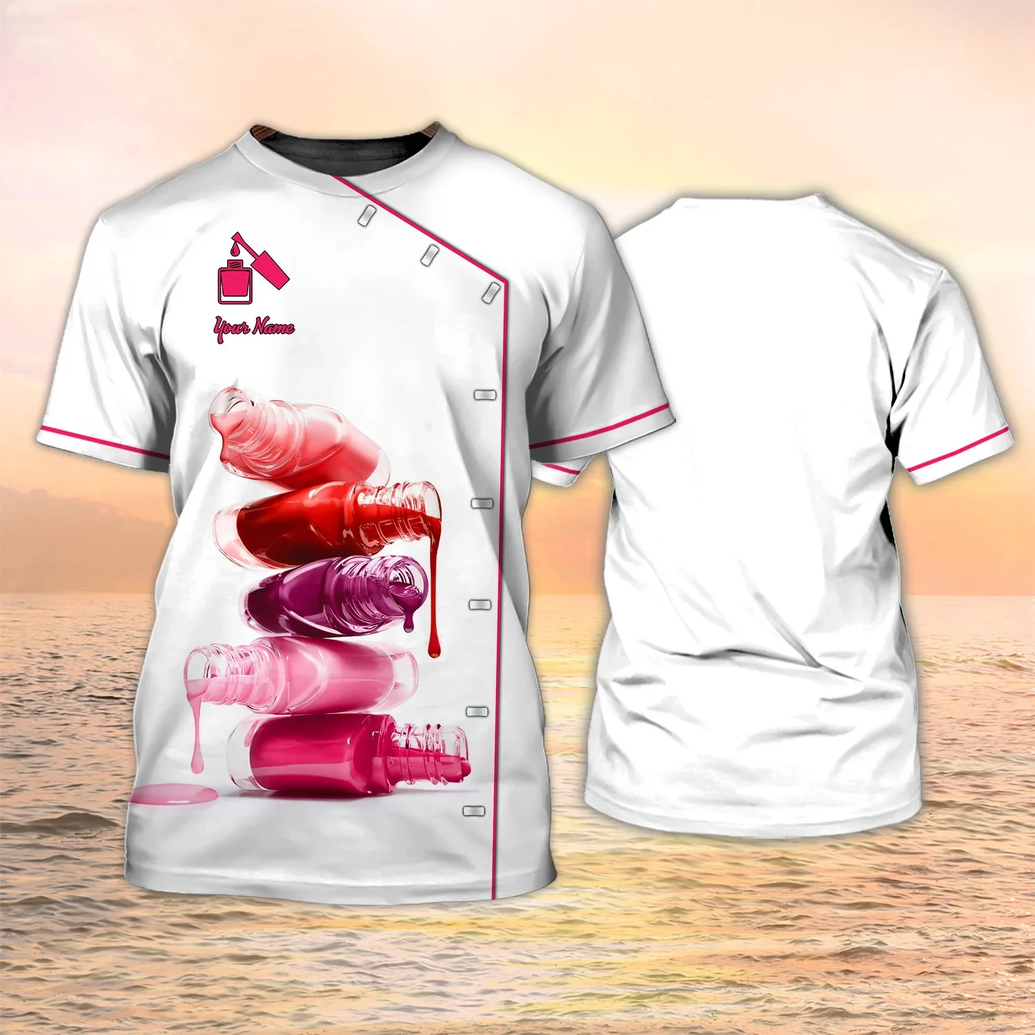 Neueste Sommer Mode männer T-shirt Nagel Techniker Nach Name 3D Gedruckt t shirt Unisex Casual Hemd Manicurist Uniform DW93 – Detail 22