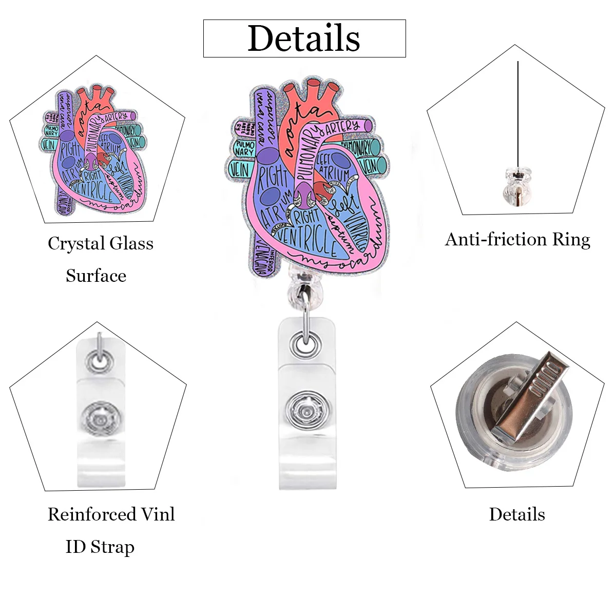 Porta Badge Per Infermiere, Clip A Coccodrillo Rotante In Acrilico Fibbia Facile Da Tirare Bobina Telescopica Per Dottore~p144663981 - Foto 9