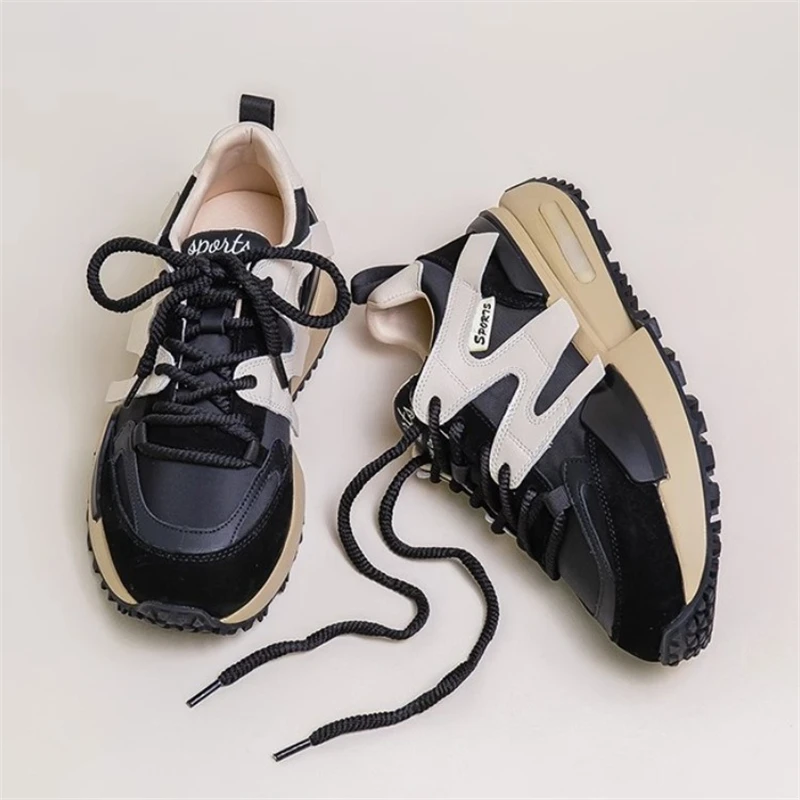 

Autumn Women Casual Platform Sport Shoes Vintage Female Thick Bottom Daddy Shoes Ladies Lace Up Fashion Trainers