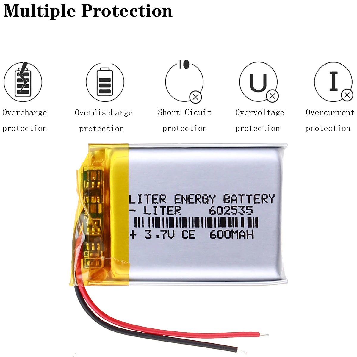 

10pcs 3.7V 600mAh 602535 Rechargeable li Polymer Li-ion Battery For headphones tachograph mp3 mp4