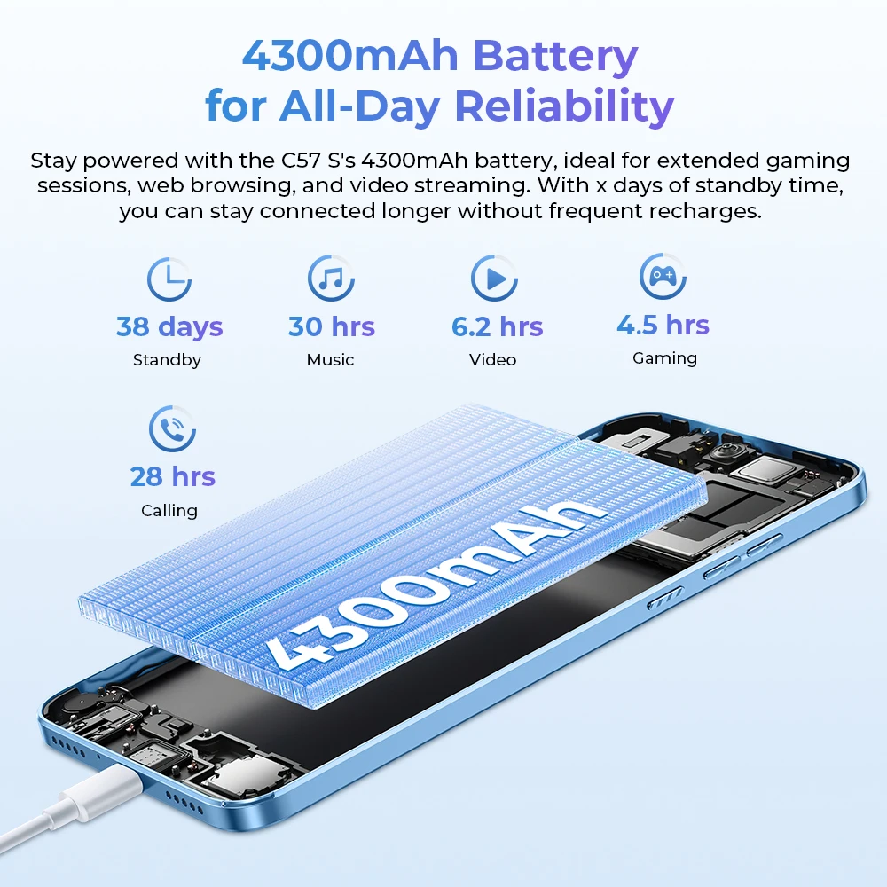 Oukitel C57 S Smartphone, 4300mAh Battery, 8(2 + 6)GB + 64GB, 13MP Main Camera, 6.5 "HD + Display 5
