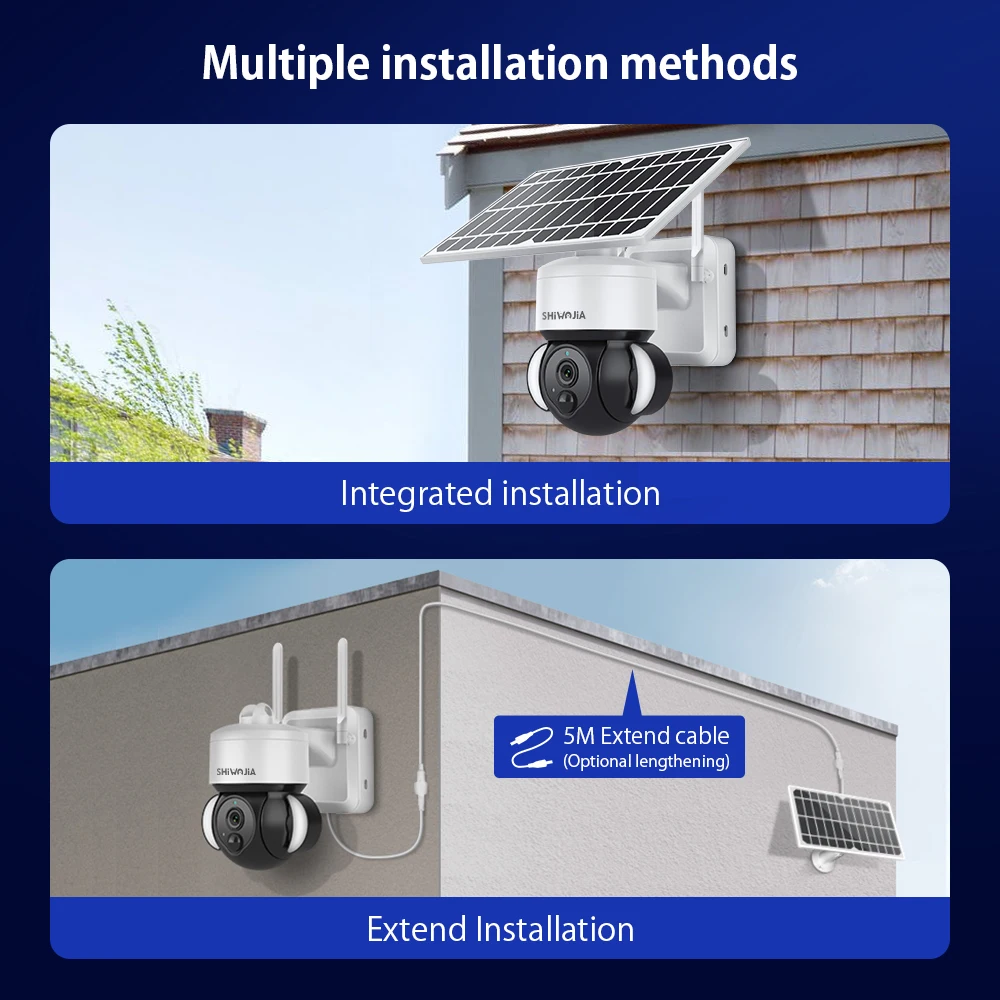 SHIWOJIA Solar Camera 4G SIM /Wifi Outdoor Wireless Cctv Cloud H265 Solar Power Garden Lights Security Surveillance Battery Cam