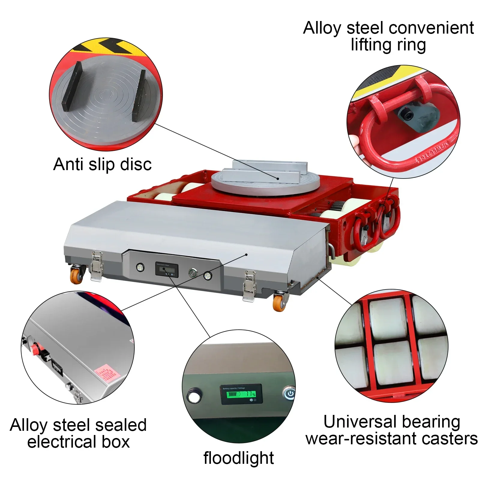 10-50t Electric Machine Skate Dolly Wireless Remote Goods Handling Move Heavy Duty Cargo Electric Moving Skate Tank Transport 2