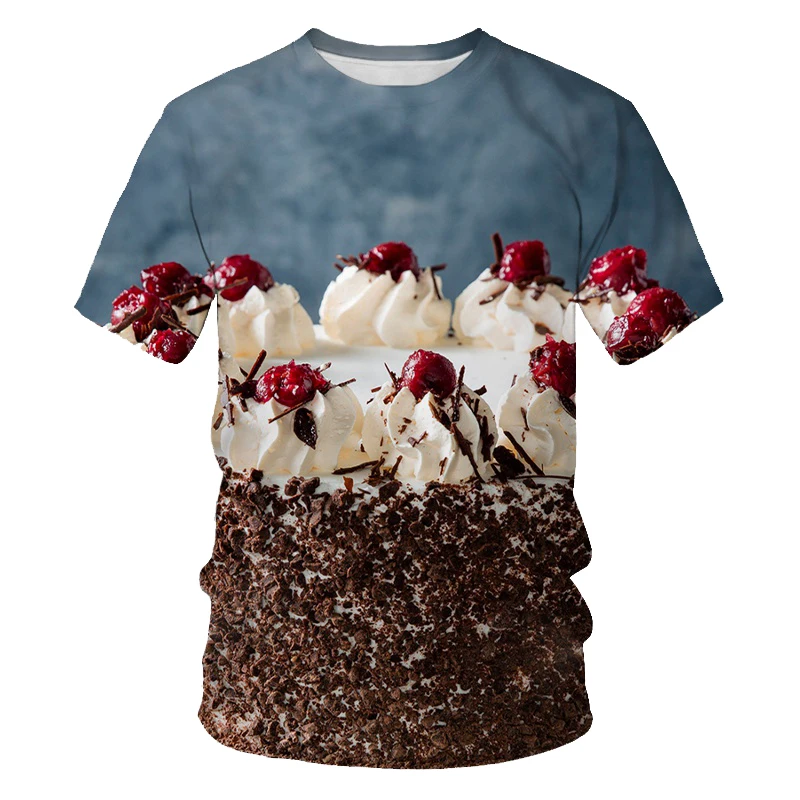 

Fashion Cake 3D Printing Men/women Gourmet T-shirt Unisex Fun Tops Funny Short Sleeve Round neck