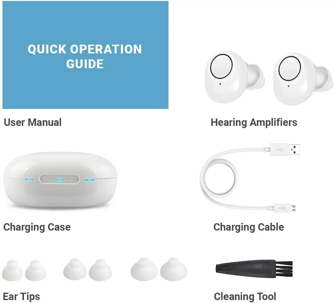 JINGHAO Rechargeable Hearing Aids Digital Hearing Amplifier In Ear Enhancer Voice Hearing Loss for Eldly White 3