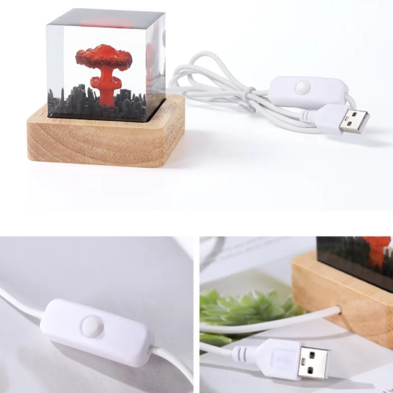 Nuclear Explosion Bomb Mushroom Cloud Lamp Flameless Lamp For Courtyard Living Room Decor 3D Night Light Rechargeable - Image 3