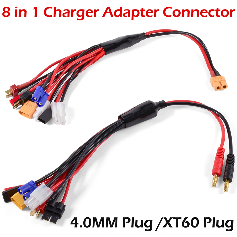 Rc Charger Adapter Connector 8 In 1 Charger 4.0mm Banana/xt60 Trx Tamiya Lipo For Rc Car Drone