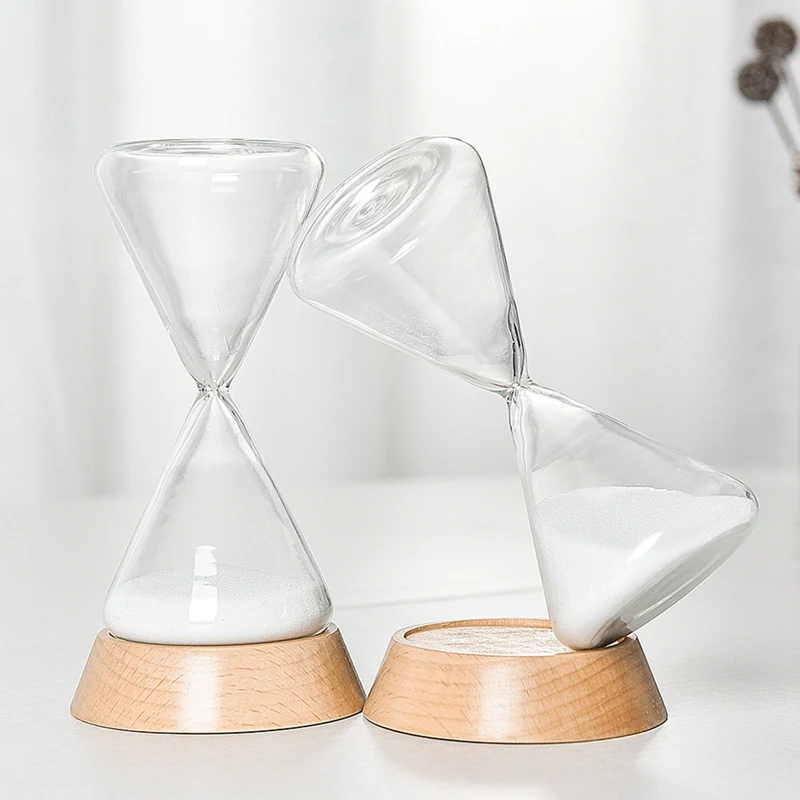 Nordic Glass Droplet Time Hourglass with Wood Base 1PC Home Decoration Crafts Gift Desktop Ornament Office Timer