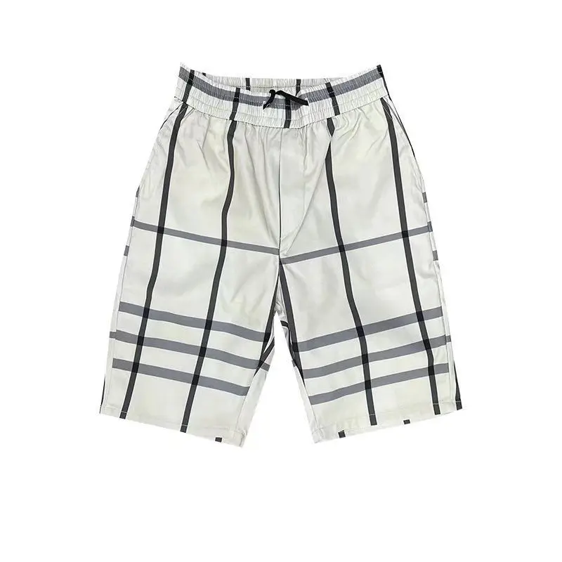 Wear Plaid Shorts Outside  Summer Men's Quarter Pants Thin Casual Men's Quarter Short Korean Trend Versatile Beach Pants