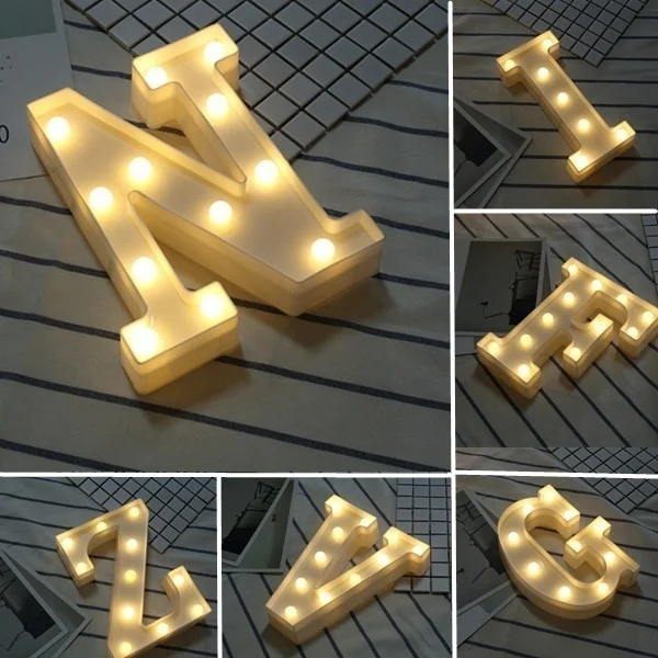 

Decorative Letters Alphabet Letter LED Lights Luminous Number Lamp Decoration Battery Night Light Party Baby Bedroom Decoration
