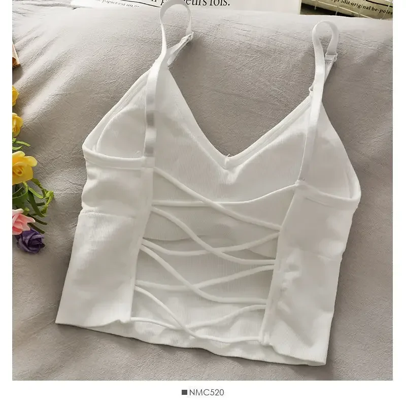 

Built for Top Off Solid Bra Sleeveless Women s Camisole 2023 Camis Sexy In Crop Color s Shoulder Sports Tank