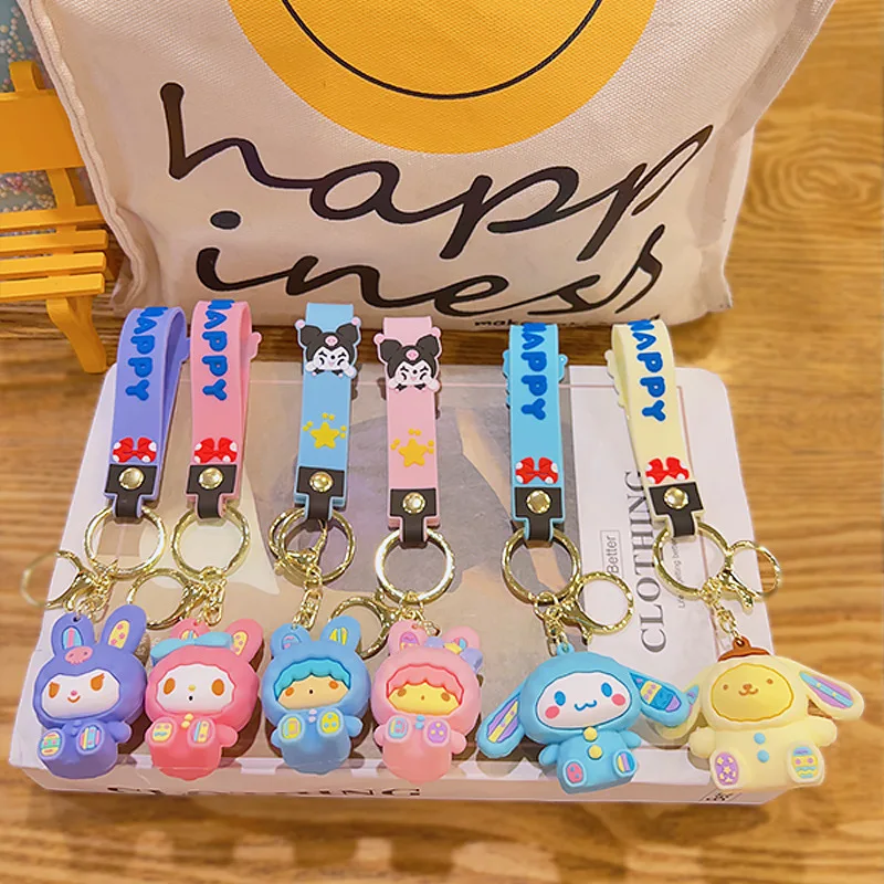 

New Sanrio Kawaii Anime Cartoon series My melody Kuromi Cinnamoroll Doll key chain cute pendant couple backpack pendant gift